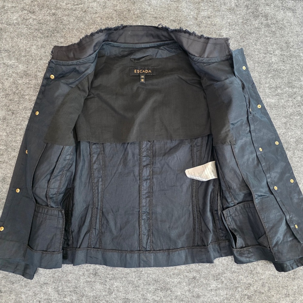 ESCADA Jacket Womens Size 34 Black Long Sleeve Utility Military Style‎ Blazer - Picture 3 of 10